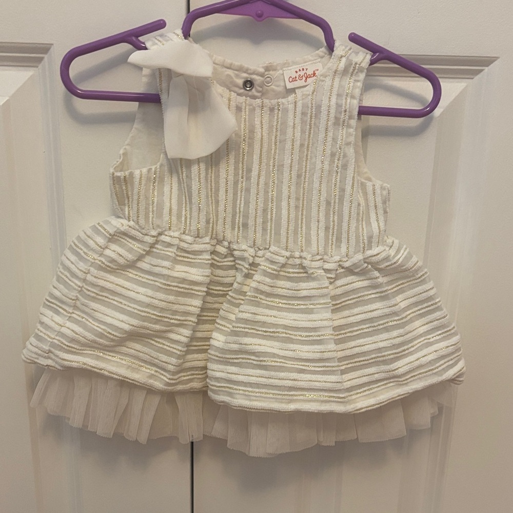 Cat & Jack Ivory and Gold Baby Dress